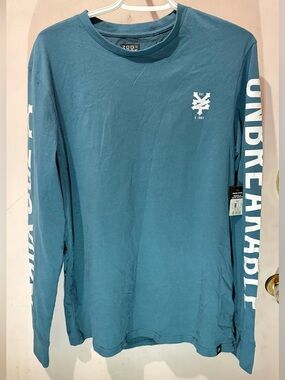 Zoo York Teal Long Sleeve Crew with White Sleeve Graphics